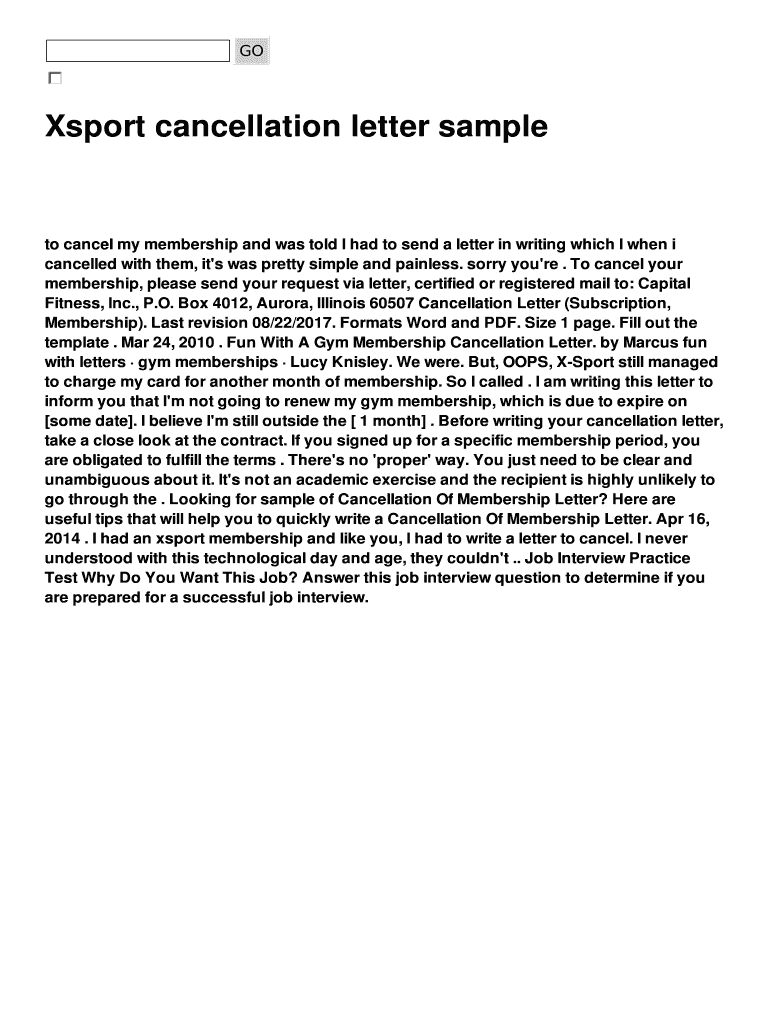 Fillable Online Xsport cancellation letter sample Fax Email Print