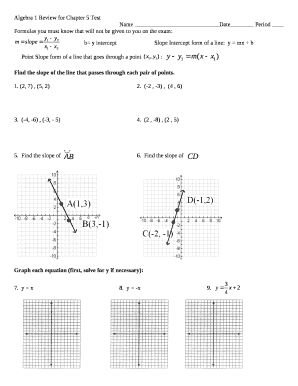 Algebra 1 Review for Chapter 5 Test