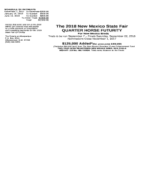 Horses that enter and run in the 2018 NMSF QH Futurity trials will qualify for a 50% discount on nomination and sustaining payments for the 2019 State Fair QH Derby