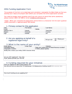 ORA Funding Application Form