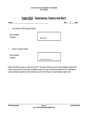Form SCD:Substantial Completion Date