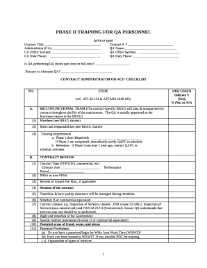 PHASE II TRAINING FOR QA PERSONNEL
