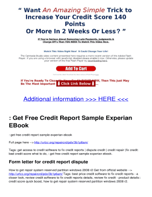 Fillable Online : Get Free Credit Report Sample Experian Fax Email ...