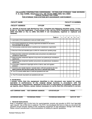 ANNUAL SENSOR TEST FORM