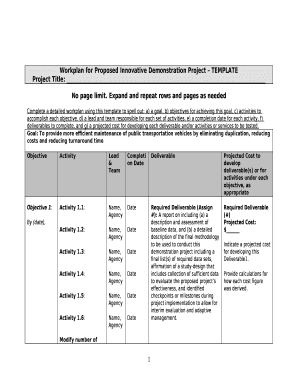 Workplan for Proposed Innovative Demonstration Project TEMPLATE