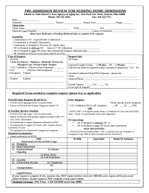 PRE-ADMISSION REVIEW for Nursing Home Admissions