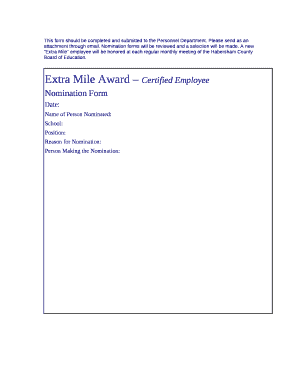This form should be completed and submitted to the Personnel Department