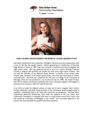 SARA MARIE DIEPENHORST MEMORIAL SCHOLARSHIP FUND