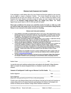 Maroon Card Financial Aid Transfer