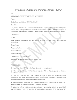 Irrevocable Corporate Purchase Order - ICPO Fill Online ...