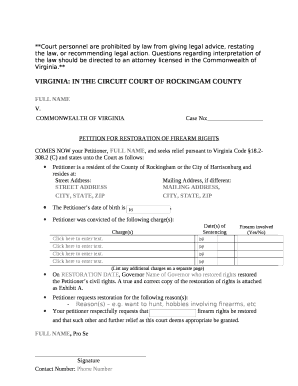 The template provided is a convenience, only for use in the Rockingham County Circuit Court
