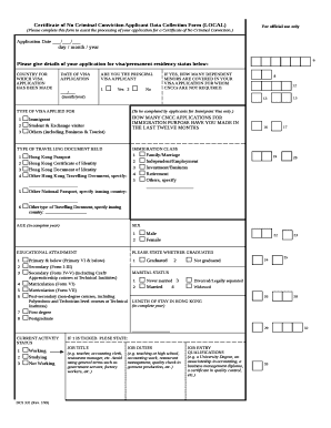 Certificate of No Criminal Conviction Applicant Data Collection Form (LOCAL)