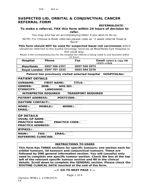 Suspected Lid, Orbital & Conjunctival Cancer Referral Form