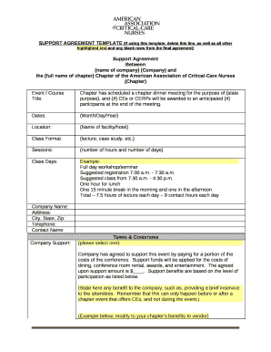 SUPPORT AGREEMENT TEMPLATE (If using this template, delete this line, as well as all other highlighted text and any blank rows from the final agreement)