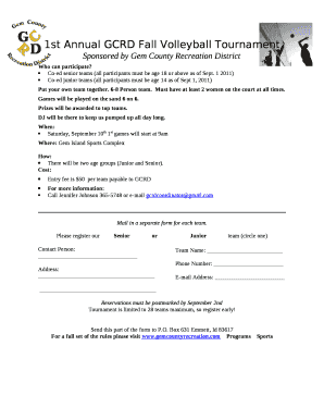 1st Annual GCRD Fall Volleyball Tournament
