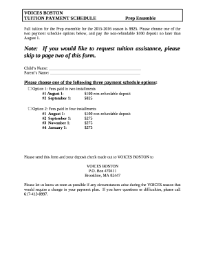 TUITION PAYMENT SCHEDULEPrep Ensemble