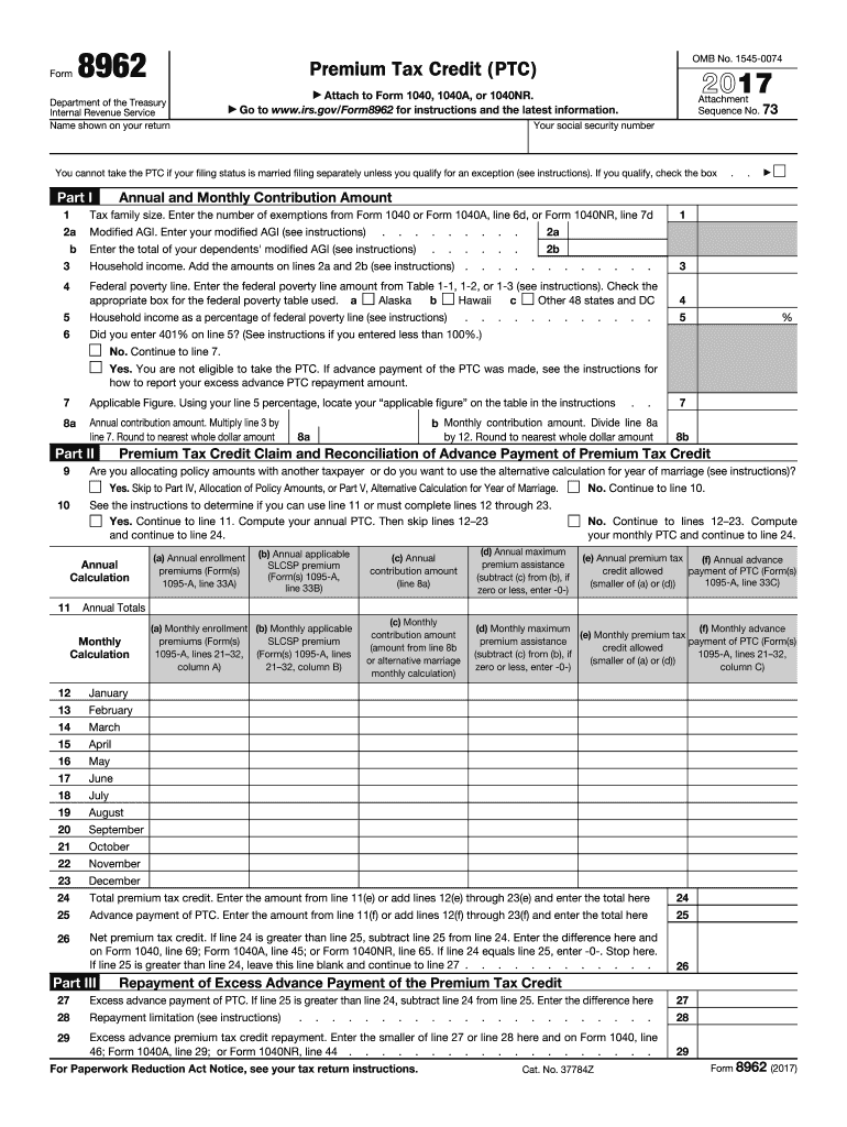 8962 form 2017 Preview on Page 1.