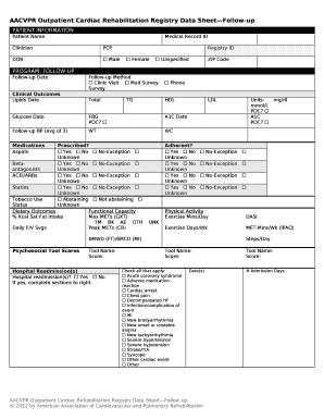 AACVPR Outpatient Cardiac Rehabilitation Registry Data SheetFollow-up