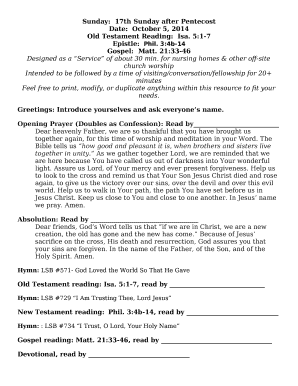 Sunday:17th Sunday after Pentecost
