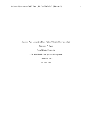 Business Plan: Congestive Heart Failure Outpatient Services Clinic