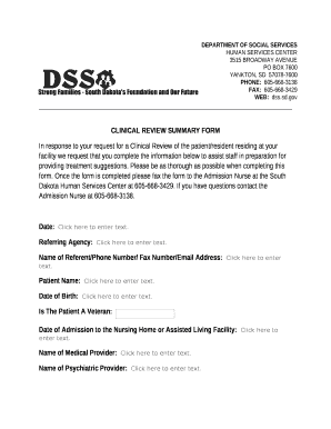 CLINICAL REVIEW SUMMARY FORM