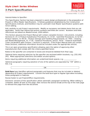 It follows guidelines established by the Construction Specifications Institute, and therefore may be used with most Master Specification systems with minor editing