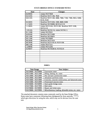 STATE BRIDGE OFFICE STANDARD NOTES