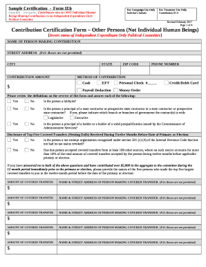 Contribution Certification Form Other Persons (Not Individual Human Beings)