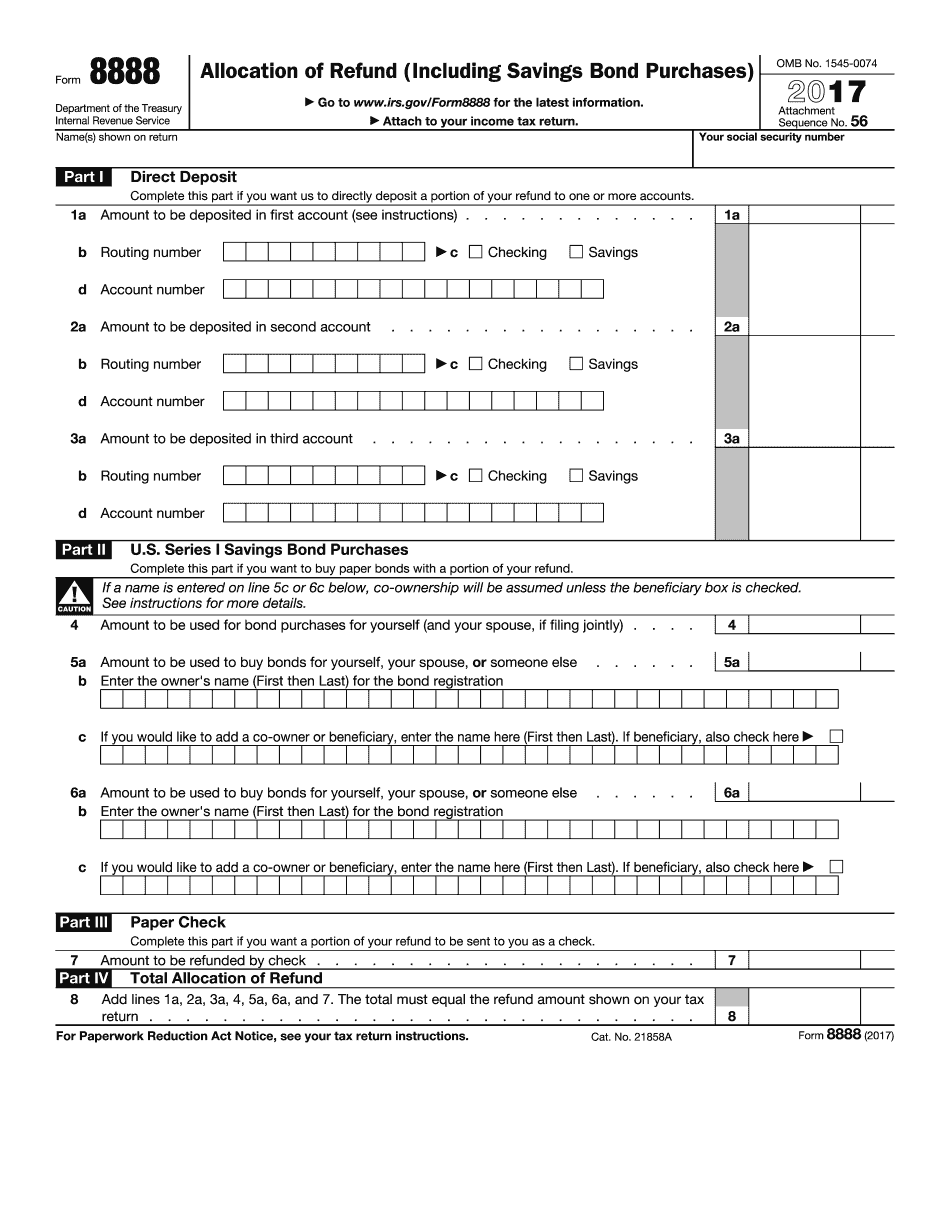 Form 8888 total refund per computer