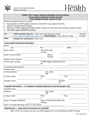 FORM 7100: Oregon Medicaid Eligibility Determinations