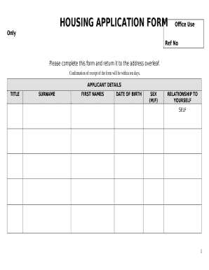 HOUSING APPLICATION FORMOffice Use Only