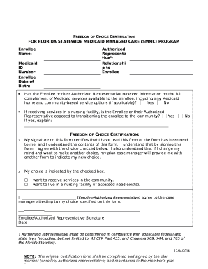 Freedom of Choice Certification