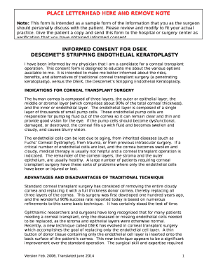 DESCEMETS STRIPPING ENDOTHELIAL KERATOPLASTY