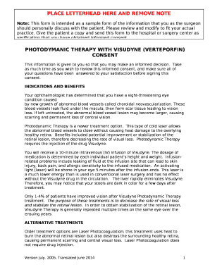 PHOTODYMANIC THERAPY WITH () CONSENT