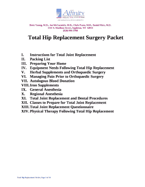 Total Hip Replacement Surgery Packet