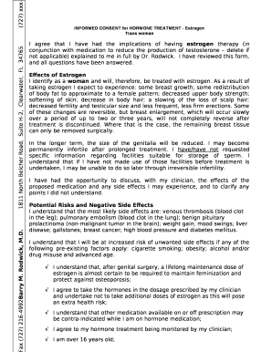 INFORMED CONSENT for HORMONE TREATMENT - Estrogen