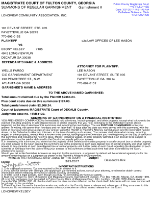 Fillable Online MAGISTRATE COURT OF FULTON COUNTY, GEORGIA Fax Email ...