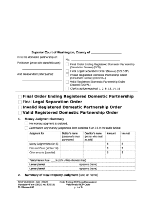 Final Order Ending Registered Domestic Partnership (Dissolution Decree) (DCD)