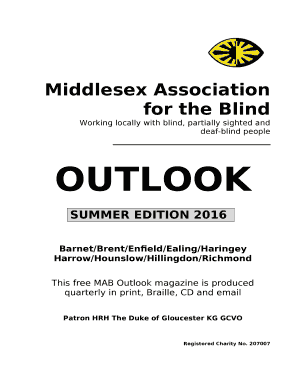 This free MAB Outlook magazine is produced quarterly in print, Braille, CD and email
