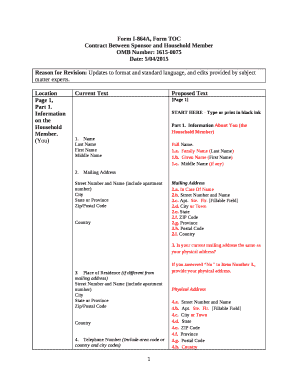 Form I-864A, Form TOC