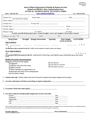 ATYPICAL ANTIPSYCHOTIC NECESSITY FORM