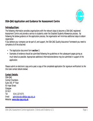 DSA-QAG Application and Guidance for Assessment Centre