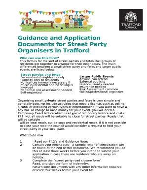 Guidance and Application Documents for Street Party Organisers in Trafford