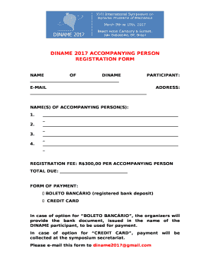 DINAME 2017 ACCOMPANYING PERSON REGISTRATION FORM