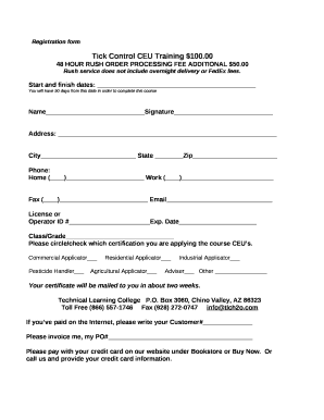 Tick Control CEU Training $100