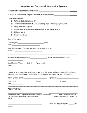 Application for Use of University Spaces