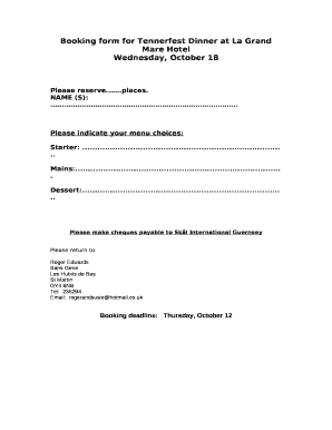 Please indicate your menu choices: