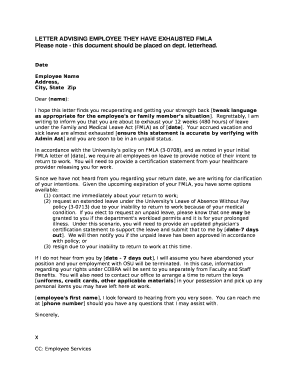 fmla exhausted letter