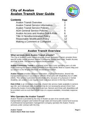Avalon Transit User Guide