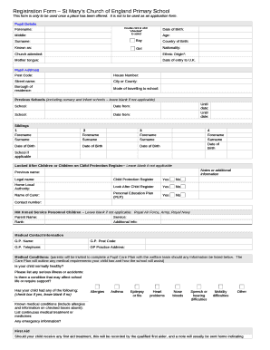 Registration Form St Marys Church of England Primary School